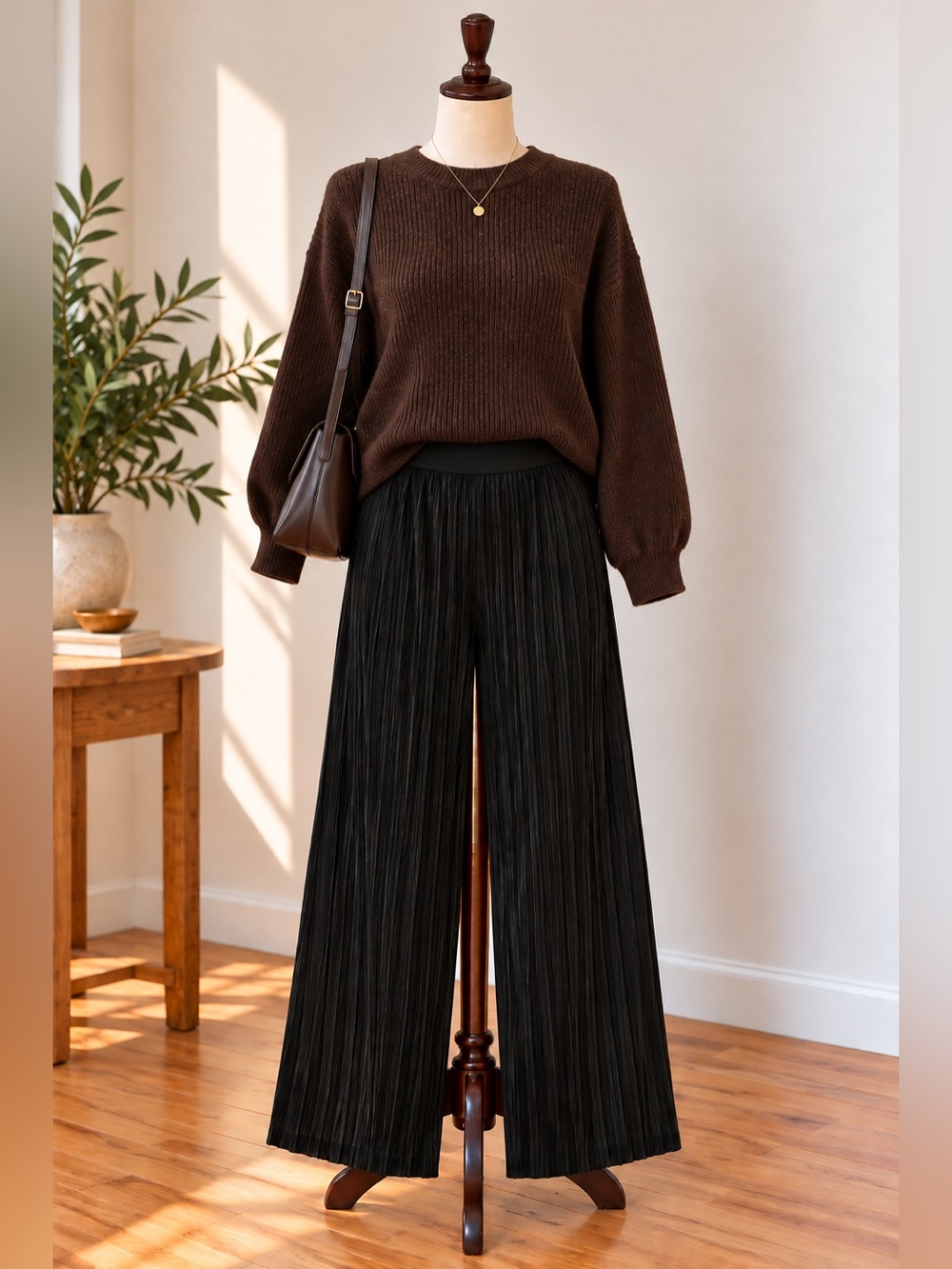 Dynamite Black Pleated Wide Leg Pants Medium Minimalist Quiet Luxury Evening Chi